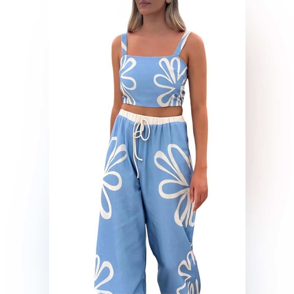 Smocked square neck cami and pants set